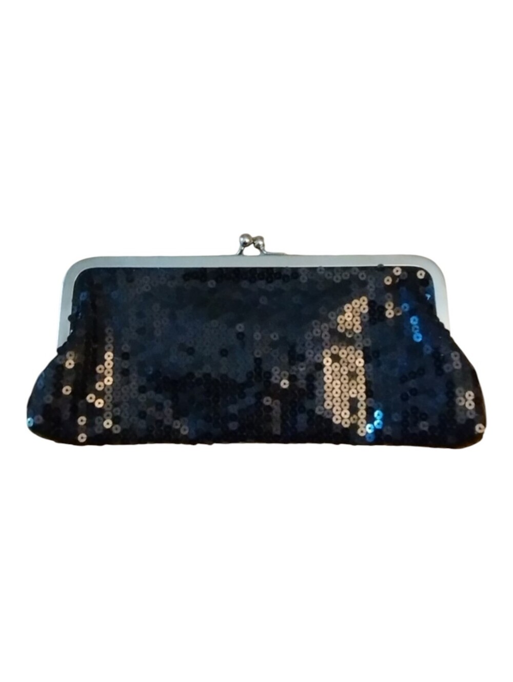 LOFT Evening Bag Clutch Kiss Lock Black  Ann Taylor